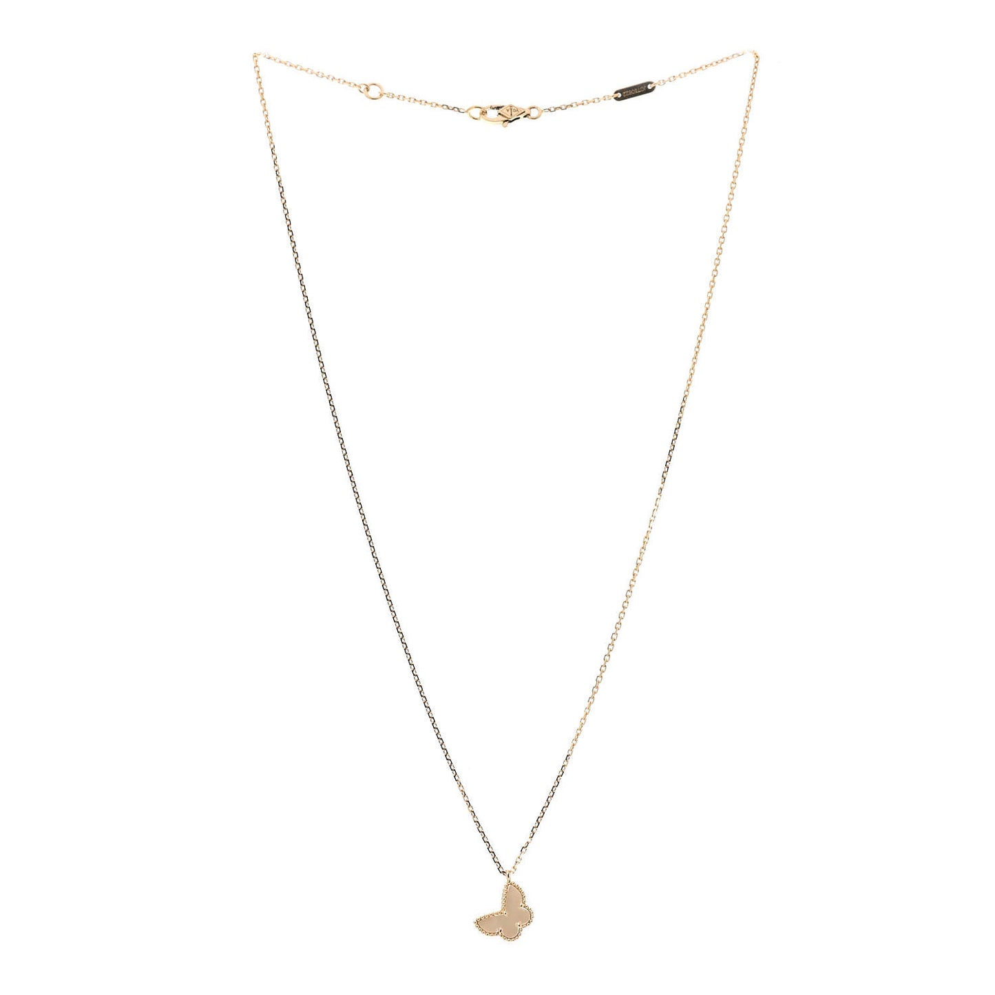 18K Yellow Gold Mother of Pearl Sweet Alhambra Butterfly Pendant Necklace
