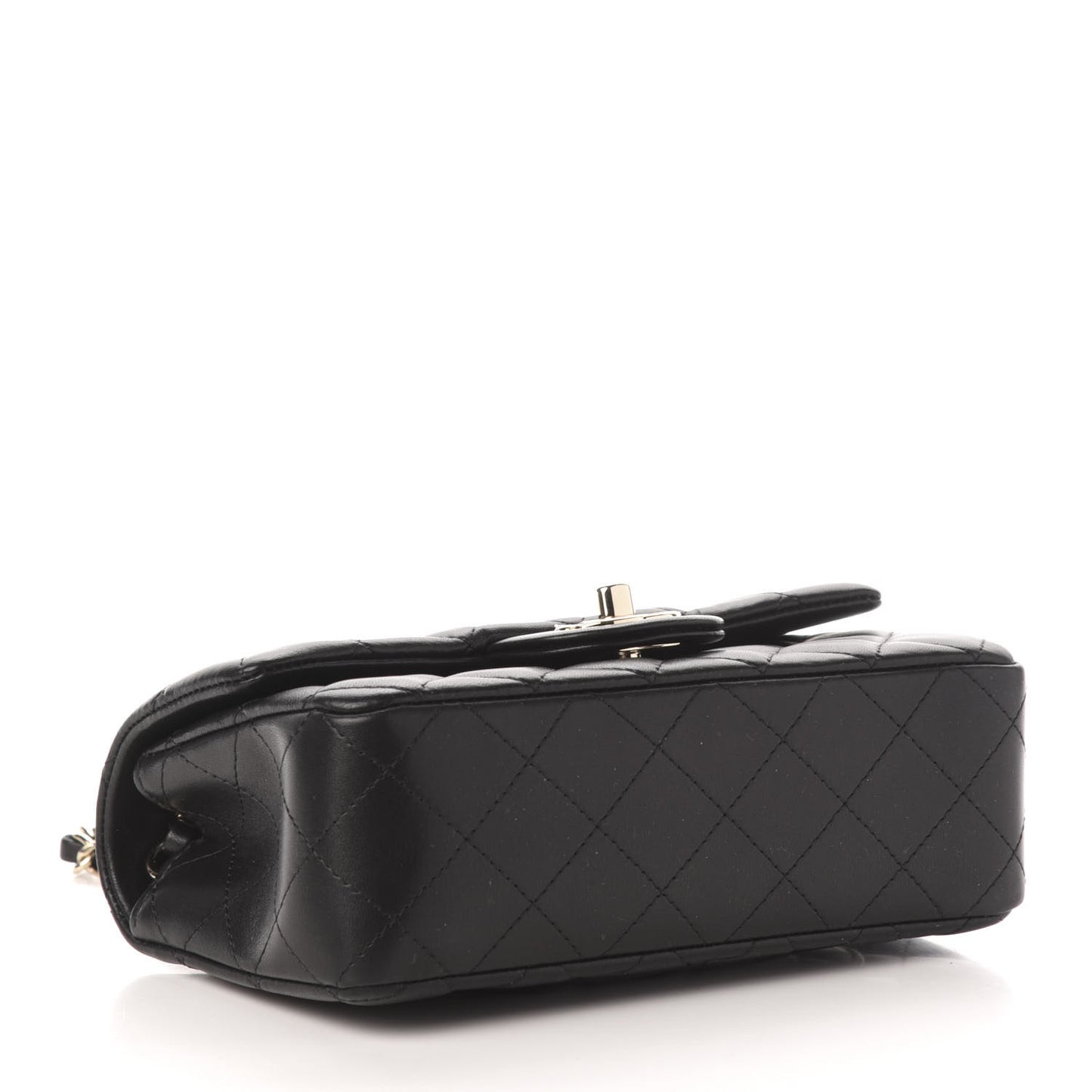 Lambskin Quilted Mini Rectangular Flap Black