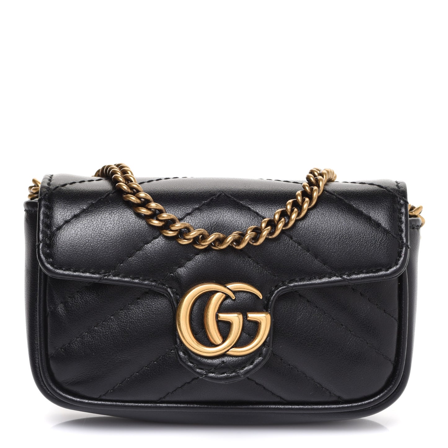 Calfskin Matelasse GG Marmont 2.0 Coin Purse On A Chain Black