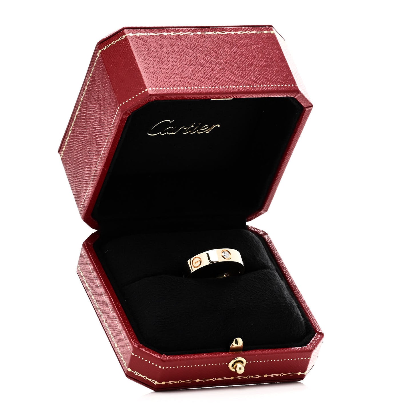 18K Yellow Gold 3 Diamond 5.5mm LOVE Ring 58 8.5