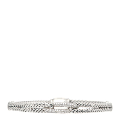 David Yurman Sterling Silver Diamond 7mm Mini Loop Labyrinth Bracelet 1 of 5