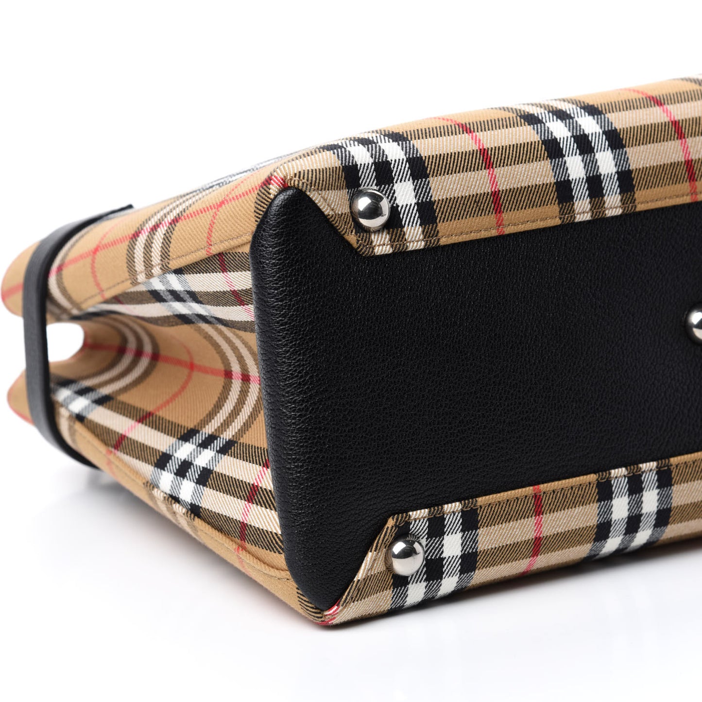 Goatskin Vintage Check Medium Banner Tote Black