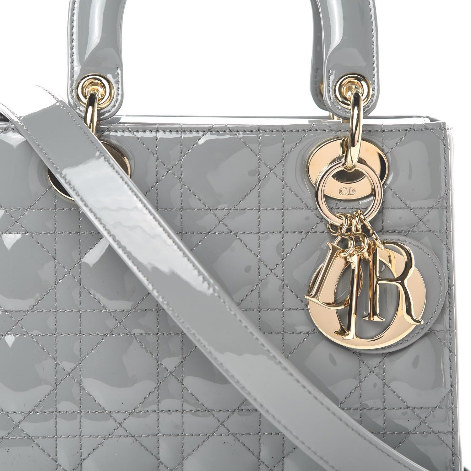 Christian Dior Patent Cannage Small Lady Dior Grey 8 of 10