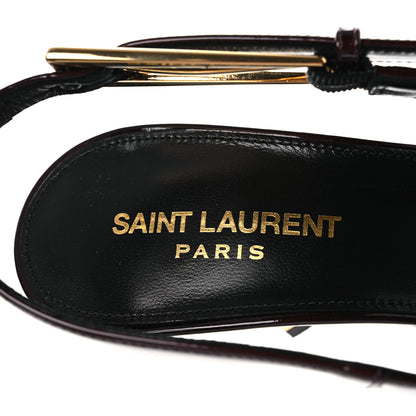 Saint Laurent Vernice Gloss Lee 75 Slingback Pumps 38.5 Marron Glacé 9 of 11