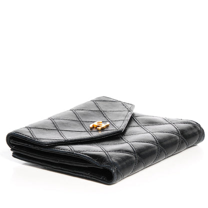 Chanel Calfskin Diamond Stitched Compact Wallet Black 4 of 8