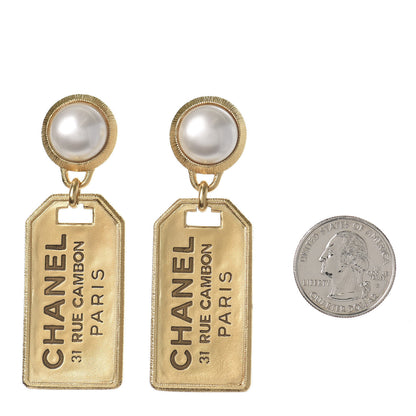 Chanel Pearl CC Tags Drop Earrings Gold 2 of 4