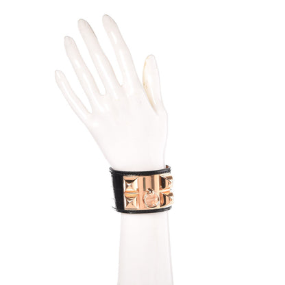 Hermes Shiny Alligator Collier De Chien CDC Bracelet T2 Black 2 of 7