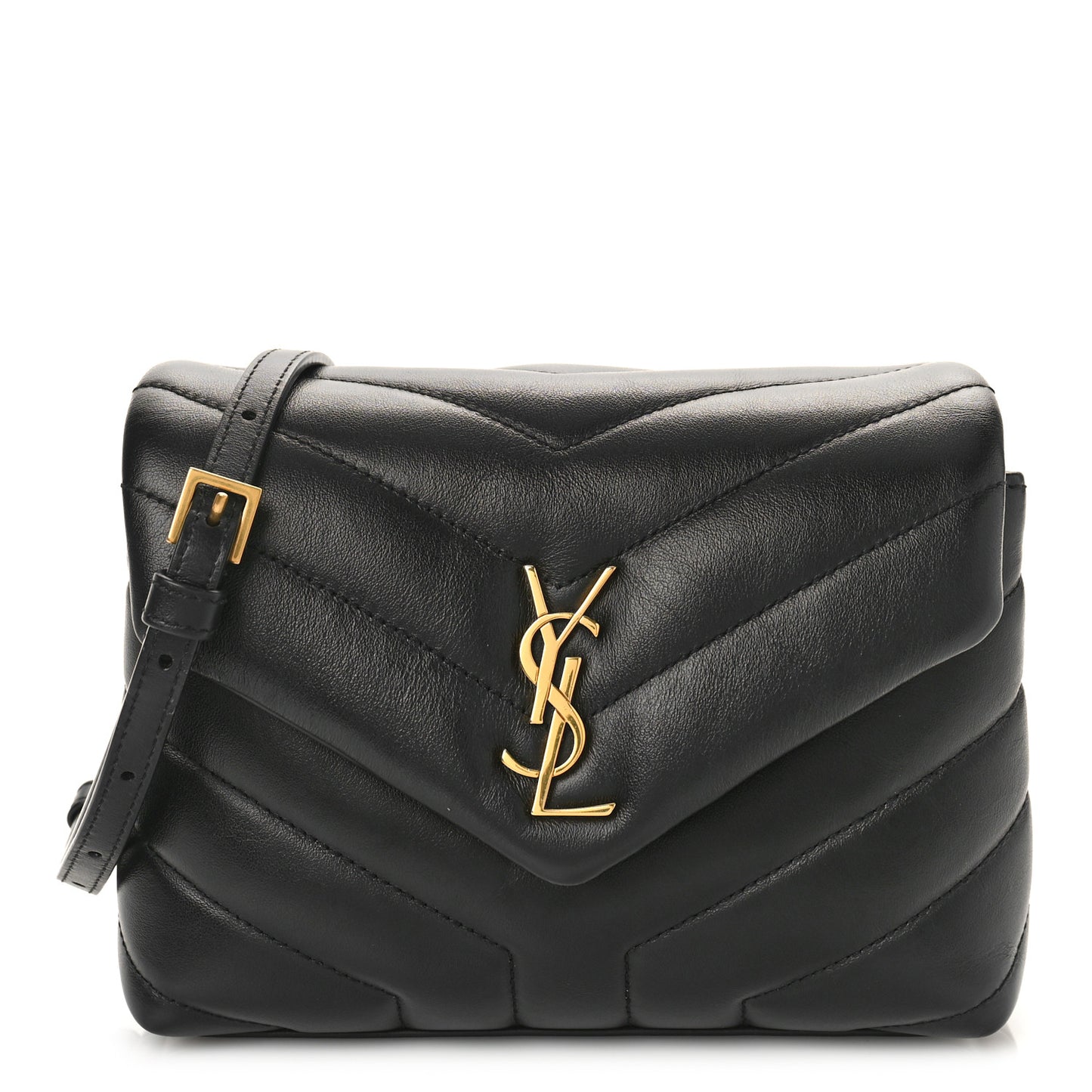 Calfskin Y Quilted Monogram Toy Loulou Crossbody Bag Black