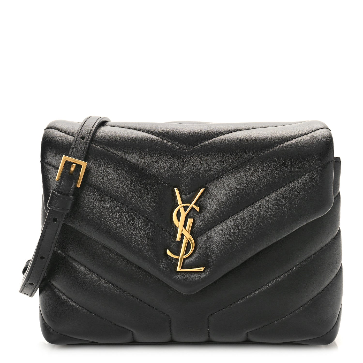 Saint Laurent Calfskin Y Quilted Monogram Toy Loulou Crossbody Bag Black 1 of 8