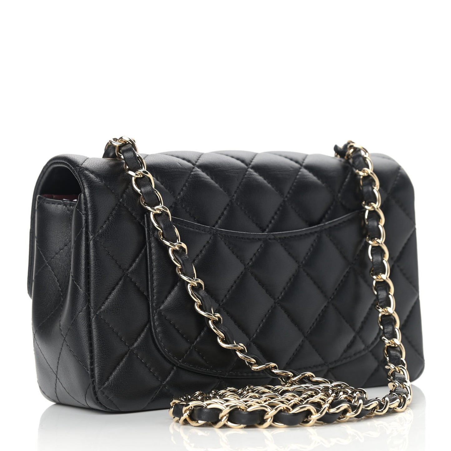 Lambskin Quilted Mini Rectangular Flap Black