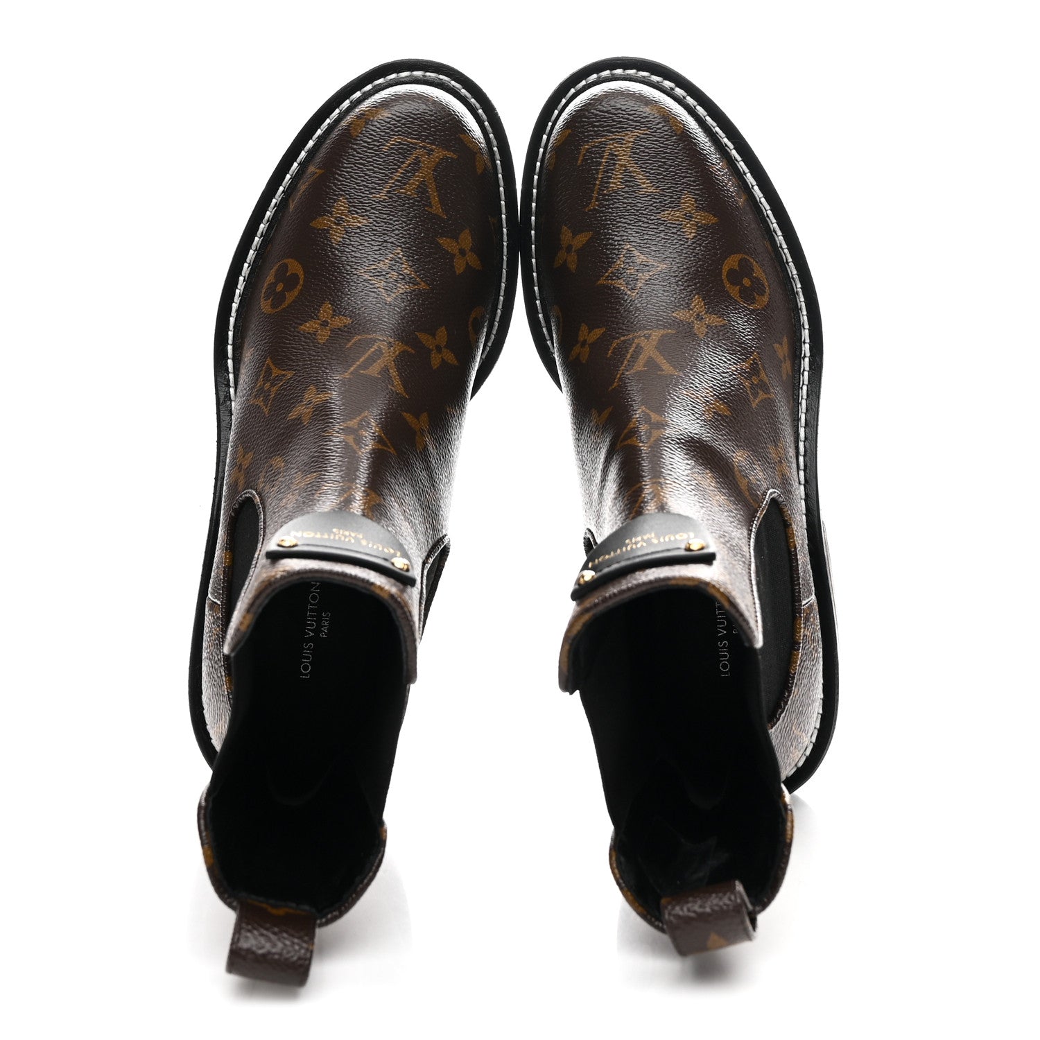 Louis Vuitton Patent Monogram LV Beaubourg Ankle Boots 37 Black 2 of 11