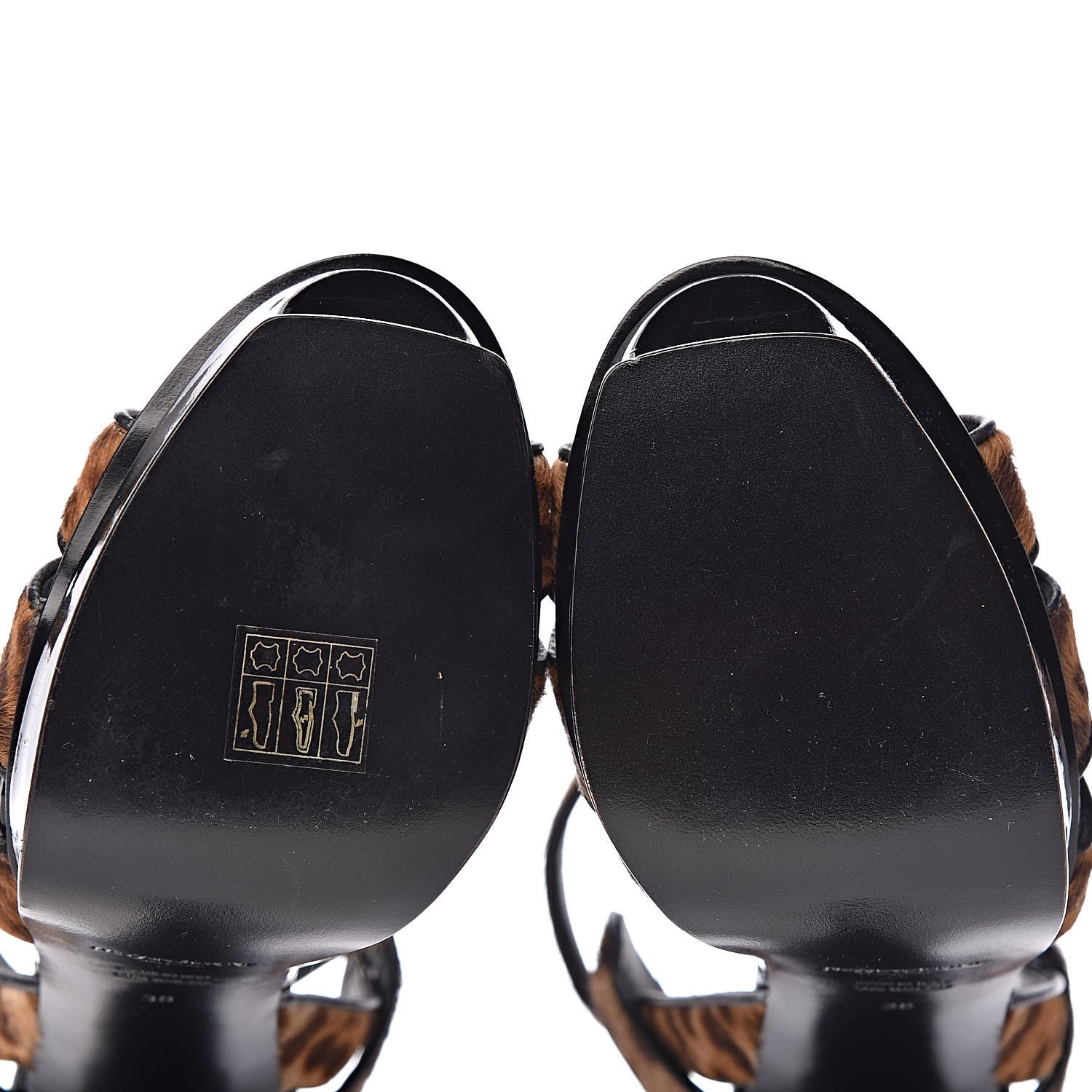 Saint Laurent Pony Hair Leopard Print Tribute 105 Platform Sandals 38 Naturale 8 of 8