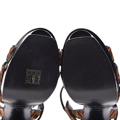 Saint Laurent Pony Hair Leopard Print Tribute 105 Platform Sandals 38 Naturale 8 of 8