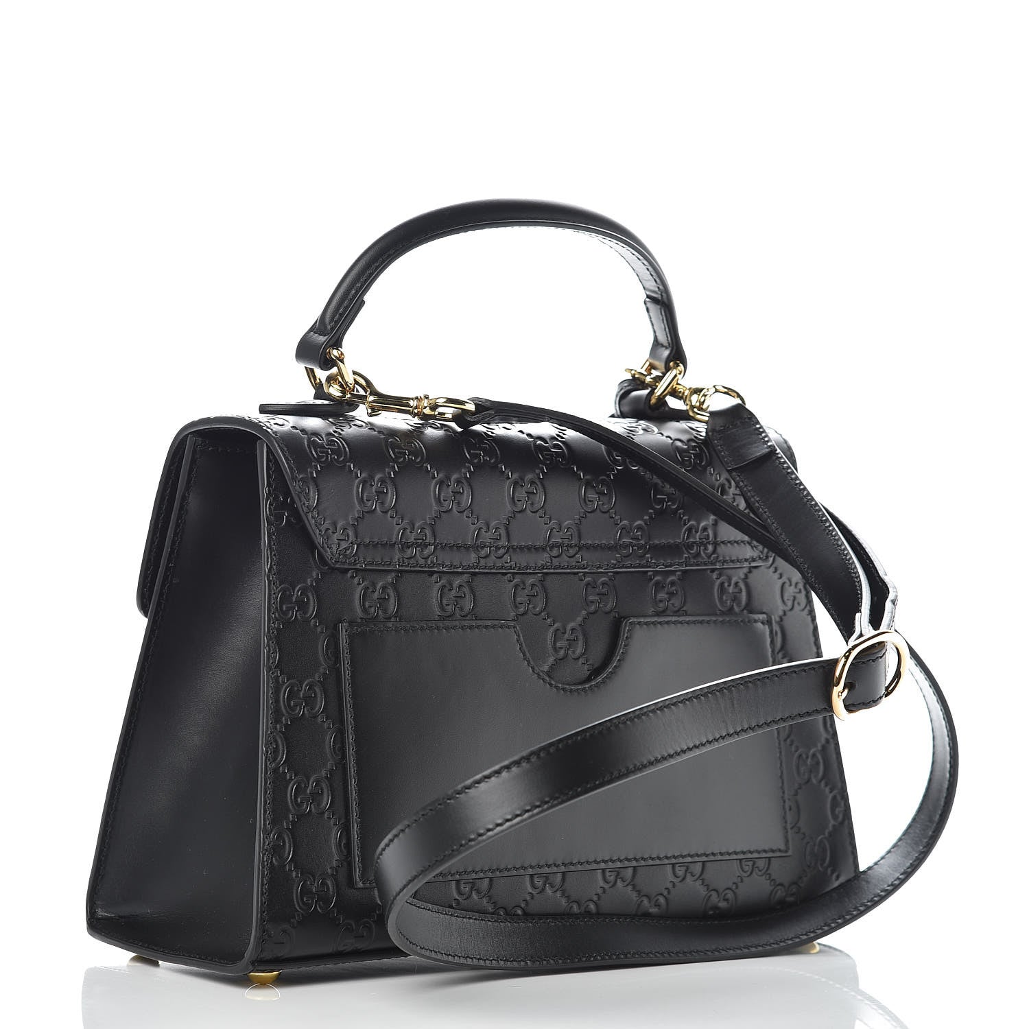 Gucci Guccissima Signature Small Padlock Top Handle Bag Black 3 of 9