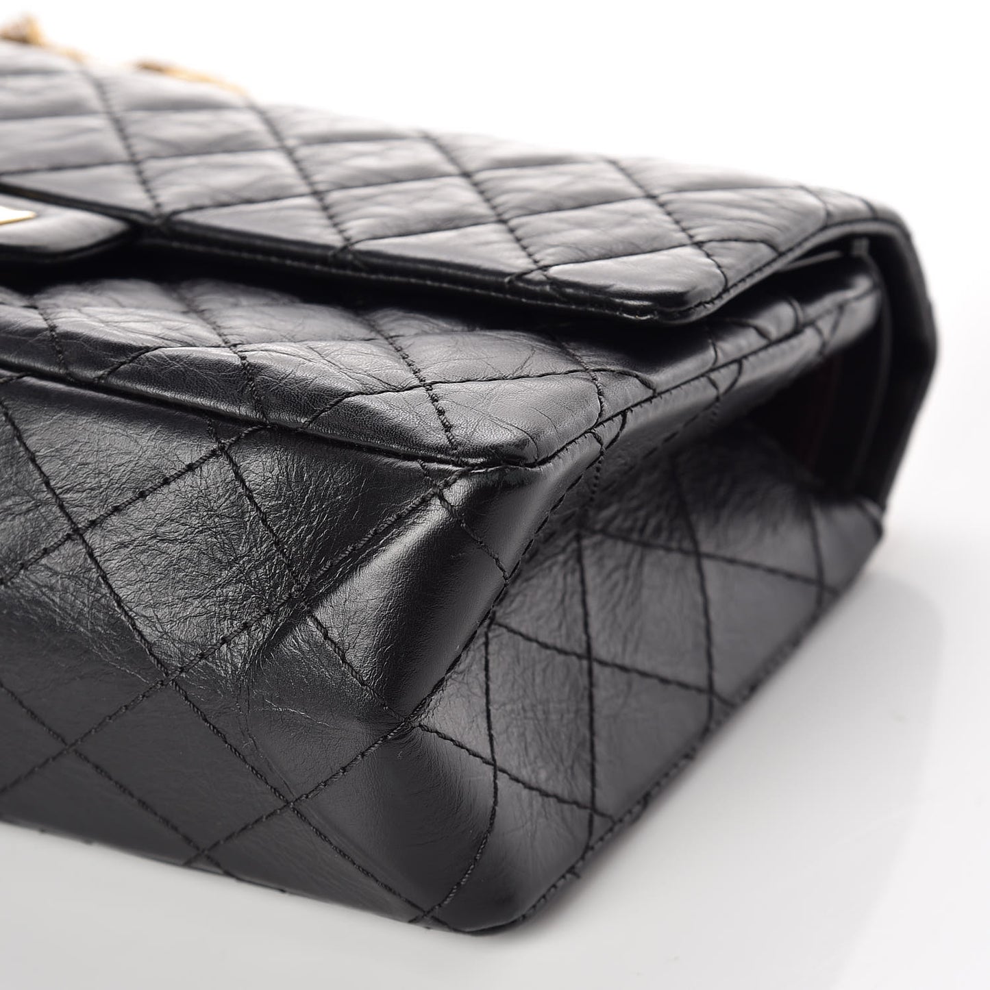 Aged Calfskin Quilted 2.55 Reissue 225 Flap Black
