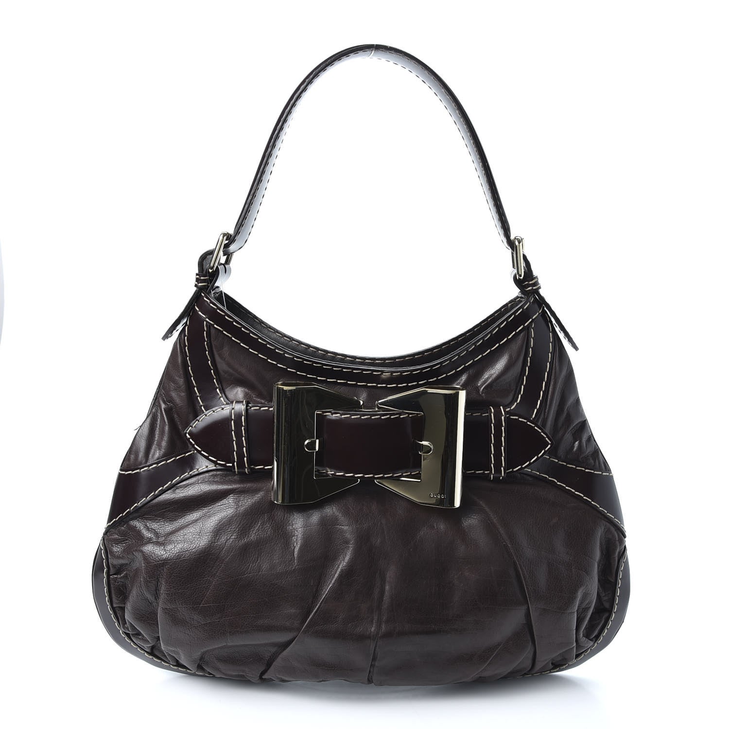 Gucci Calfskin Queen Bow Hobo Brown 1 of 10