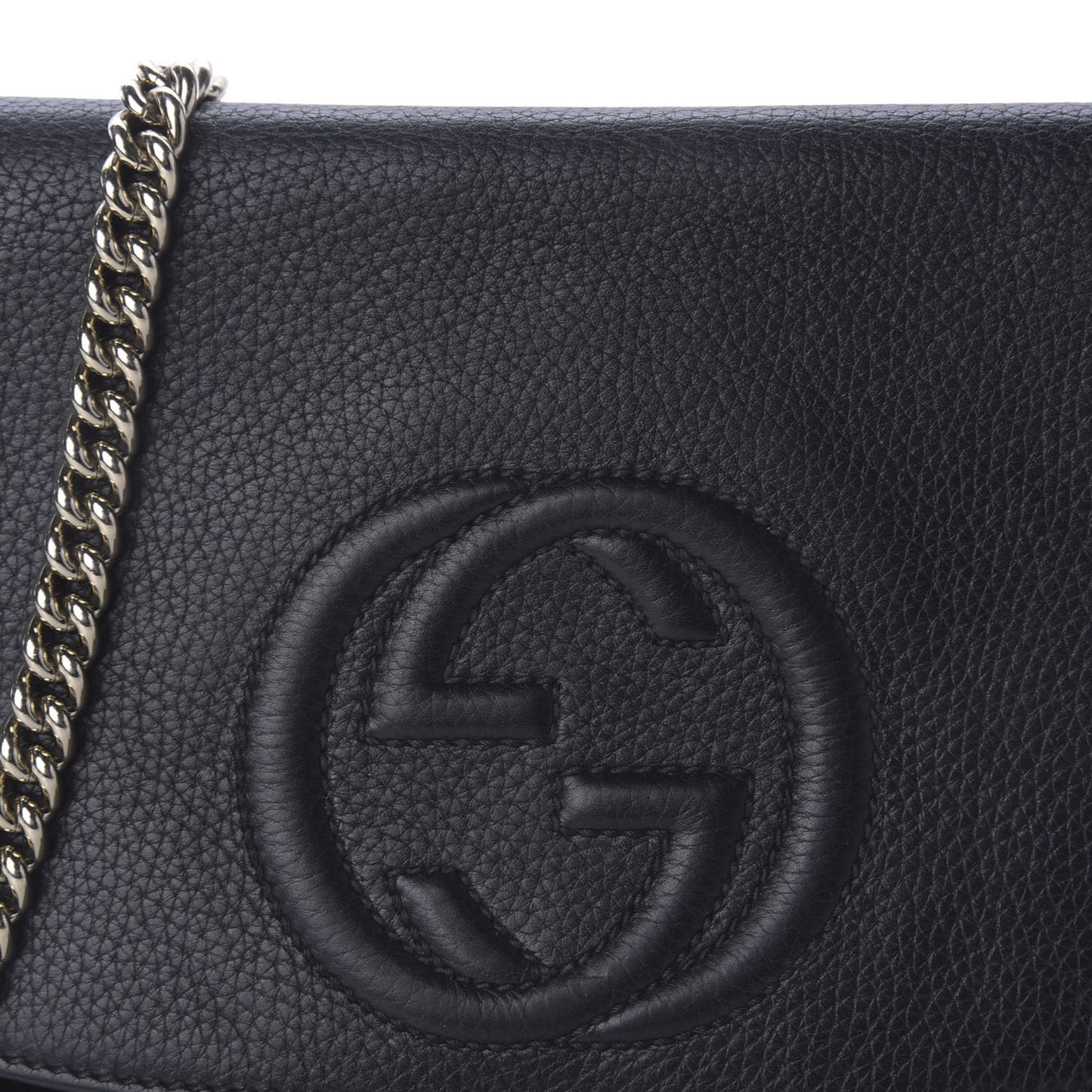 Pebbled Calfskin Medium Soho Flap Crossbody Black