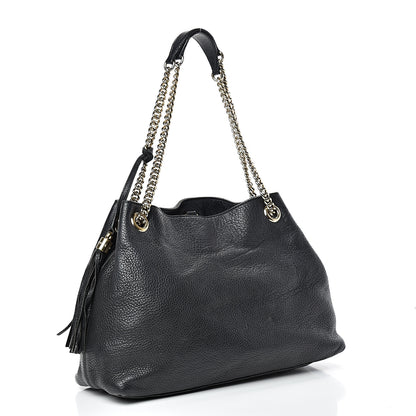 Gucci Pebbled Calfskin Medium Soho Chain Shoulder Bag Black 2 of 29