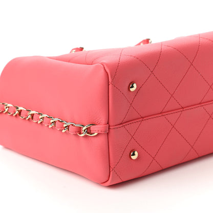 Chanel Bullskin Stitched Small Shopping Tote Pink 6 of 10