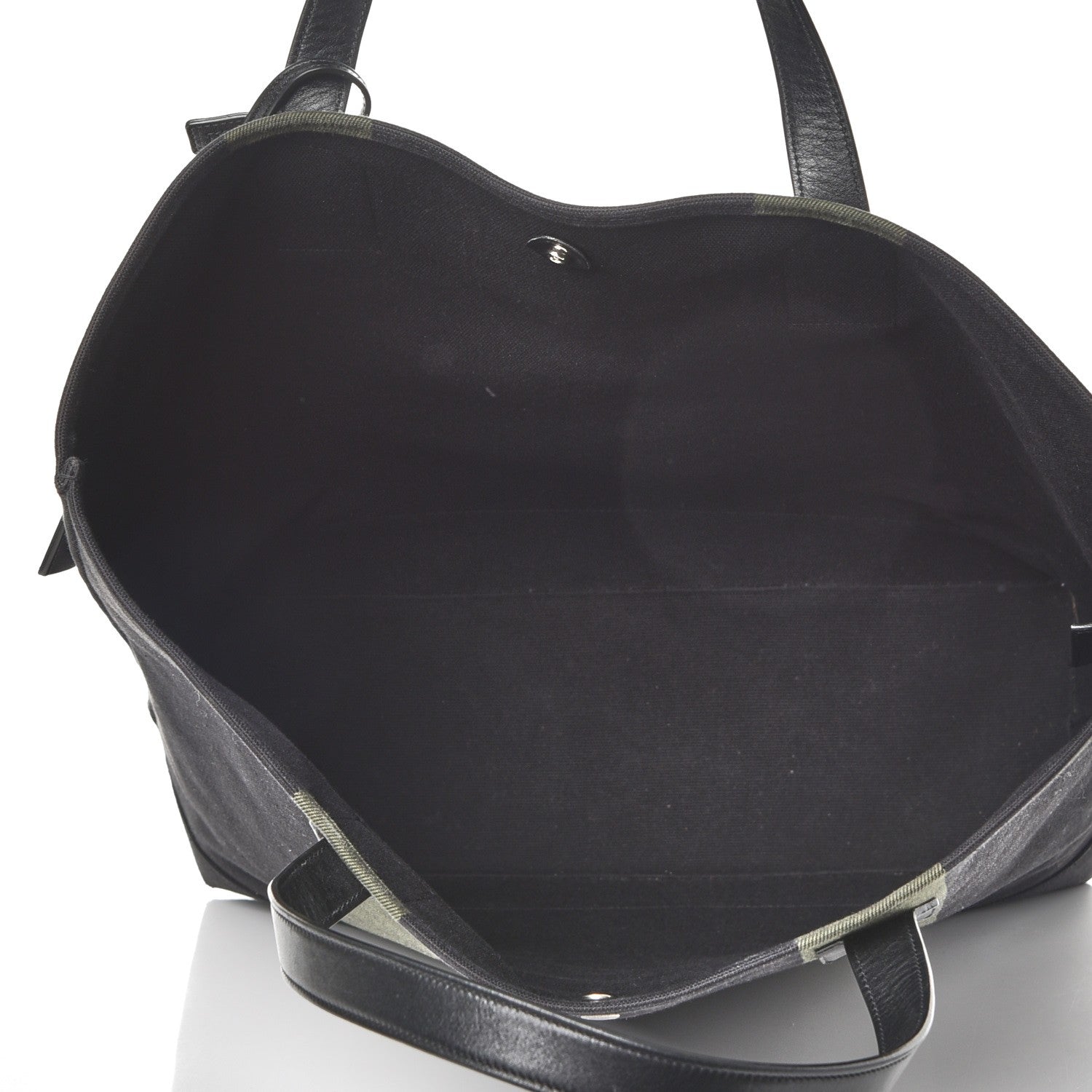 Saint Laurent Canvas Beach Shopping Tote Black Khaki 5 of 7
