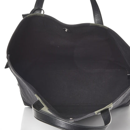 Saint Laurent Canvas Beach Shopping Tote Black Khaki 5 of 7