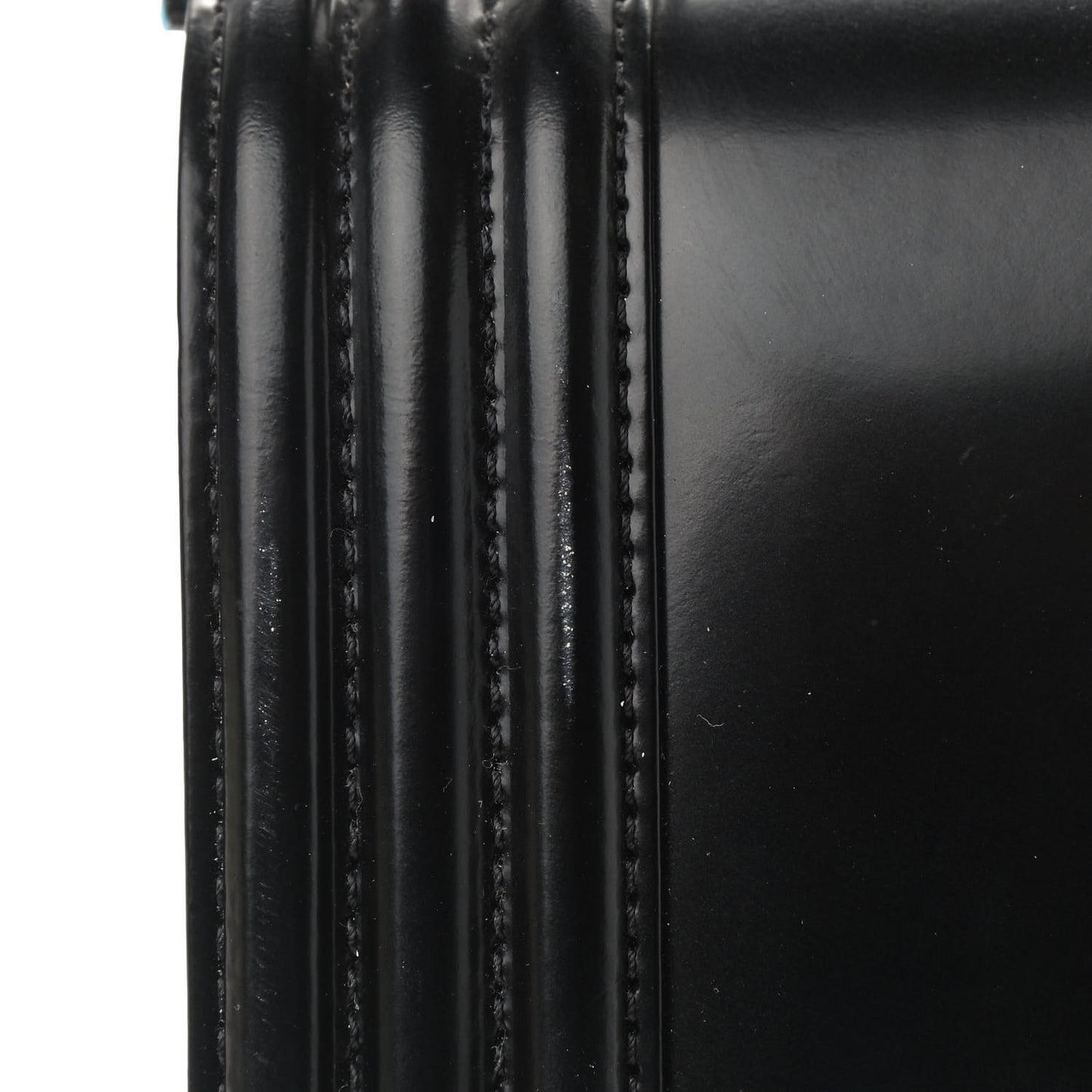 Glazed Calfskin Medium Boy Flap Black