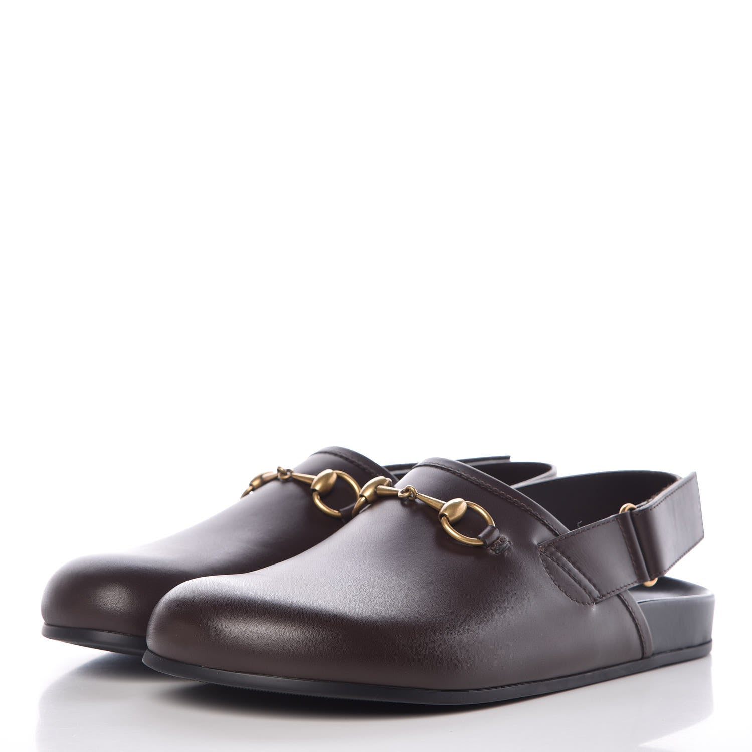 Gucci Calfskin Mens Horsebit River Slingback Slippers 9 Cocoa 3 of 10