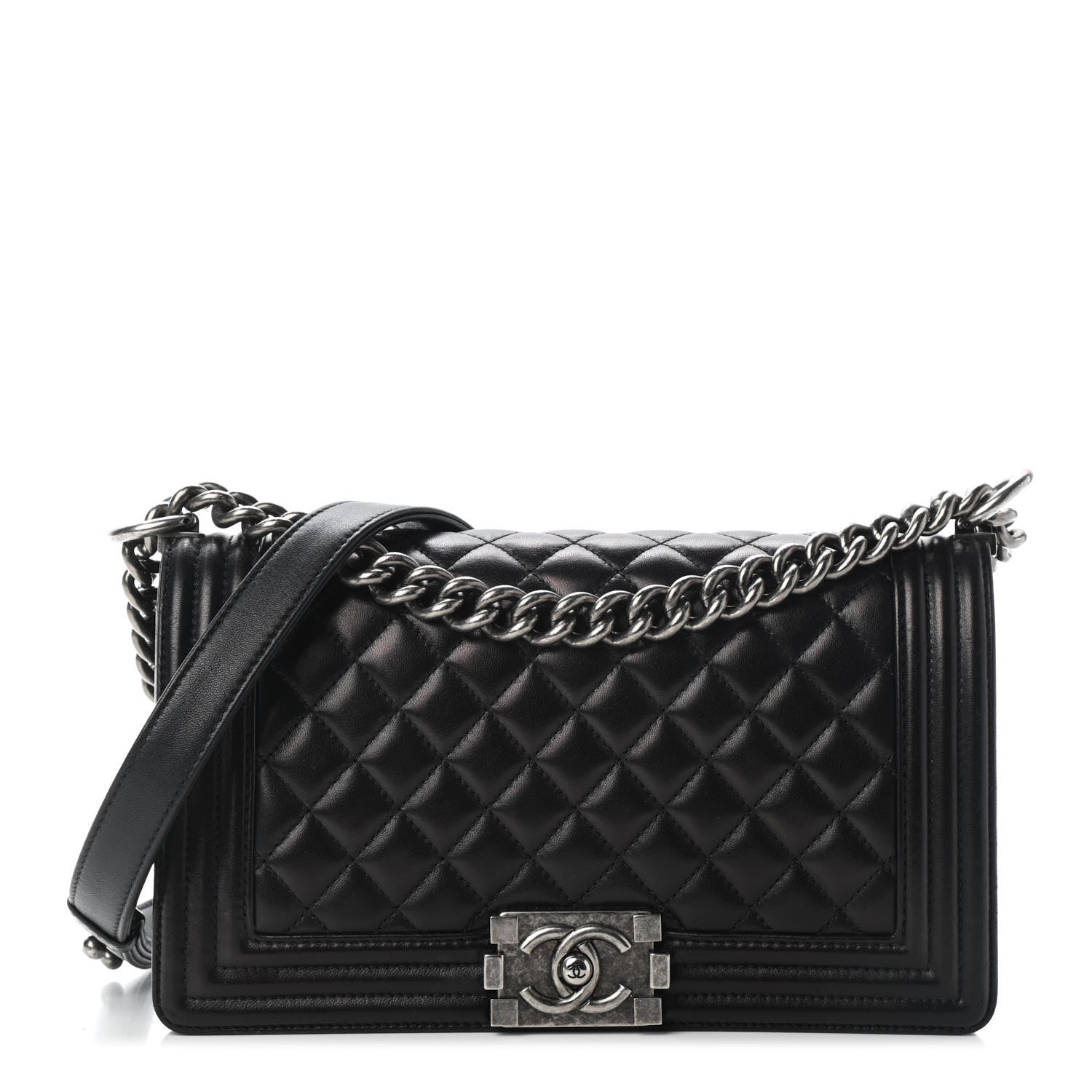 Chanel Lambskin Quilted Medium Boy Flap Black 1 of 10
