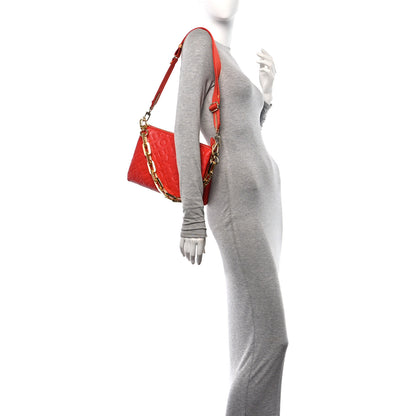 Louis Vuitton Lambskin Embossed Monogram Coussin PM Red 2 of 11