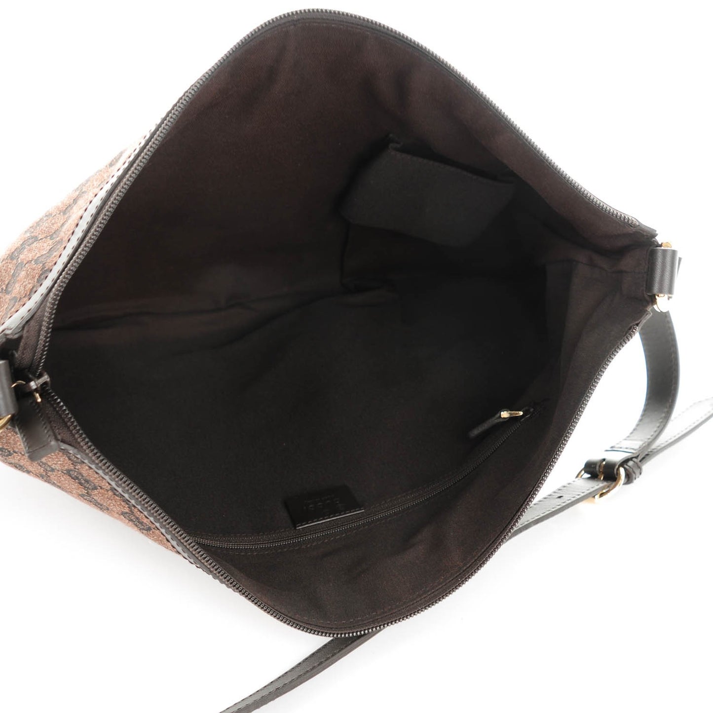 Denim Monogram Large Half Moon Hobo Dark Brown