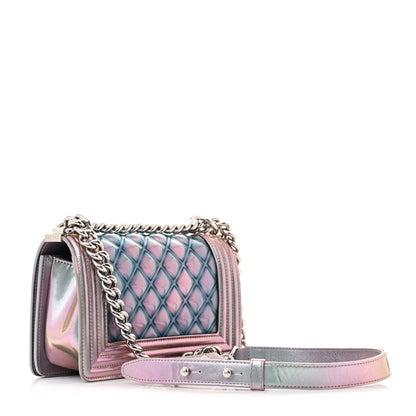 Chanel Iridescent Patent Calfskin PVC Quilted Small Boy Flap Light Purple 3 of 14