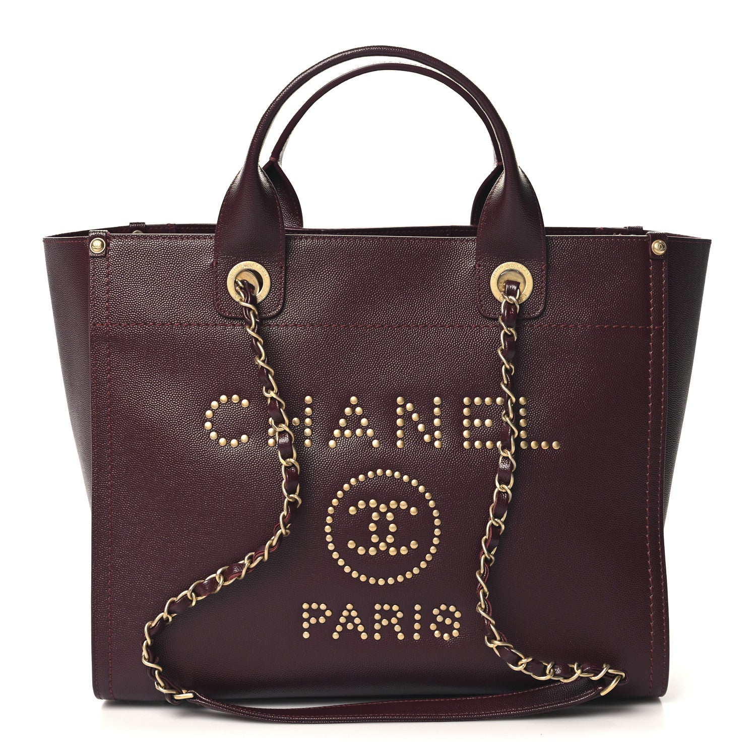 Chanel Caviar Small Studded Deauville Tote Burgundy 1 of 10