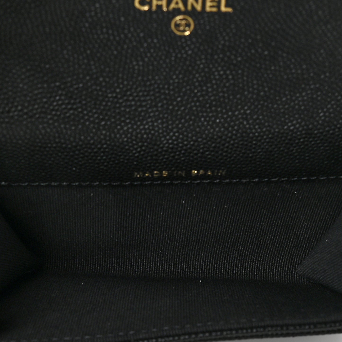 Caviar Quilted Enamel Coco Casino Flap Card Holder Wallet Black