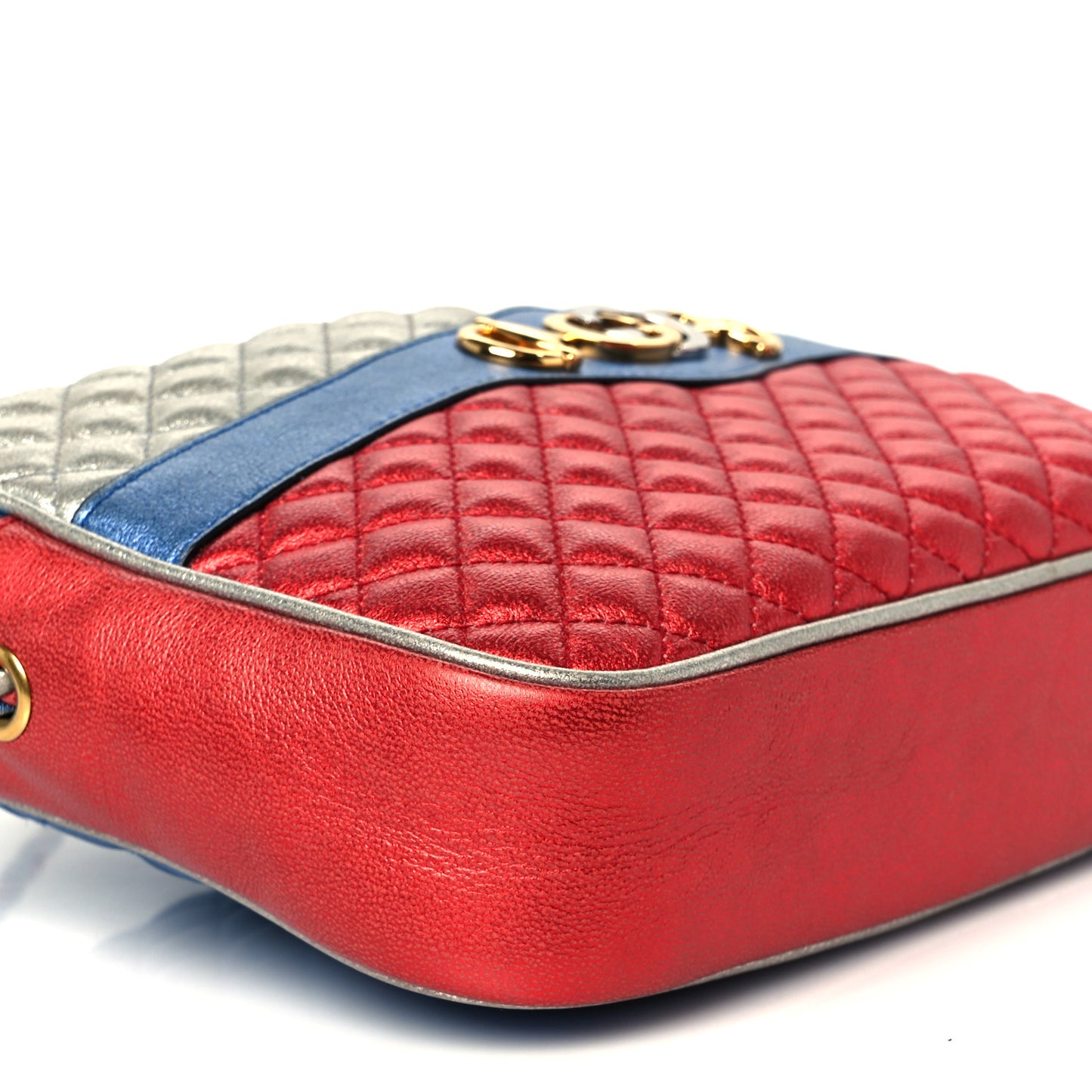 Laminated Nappa Trapuntata Small Zumi Shoulder Bag Rosso Marine Argento