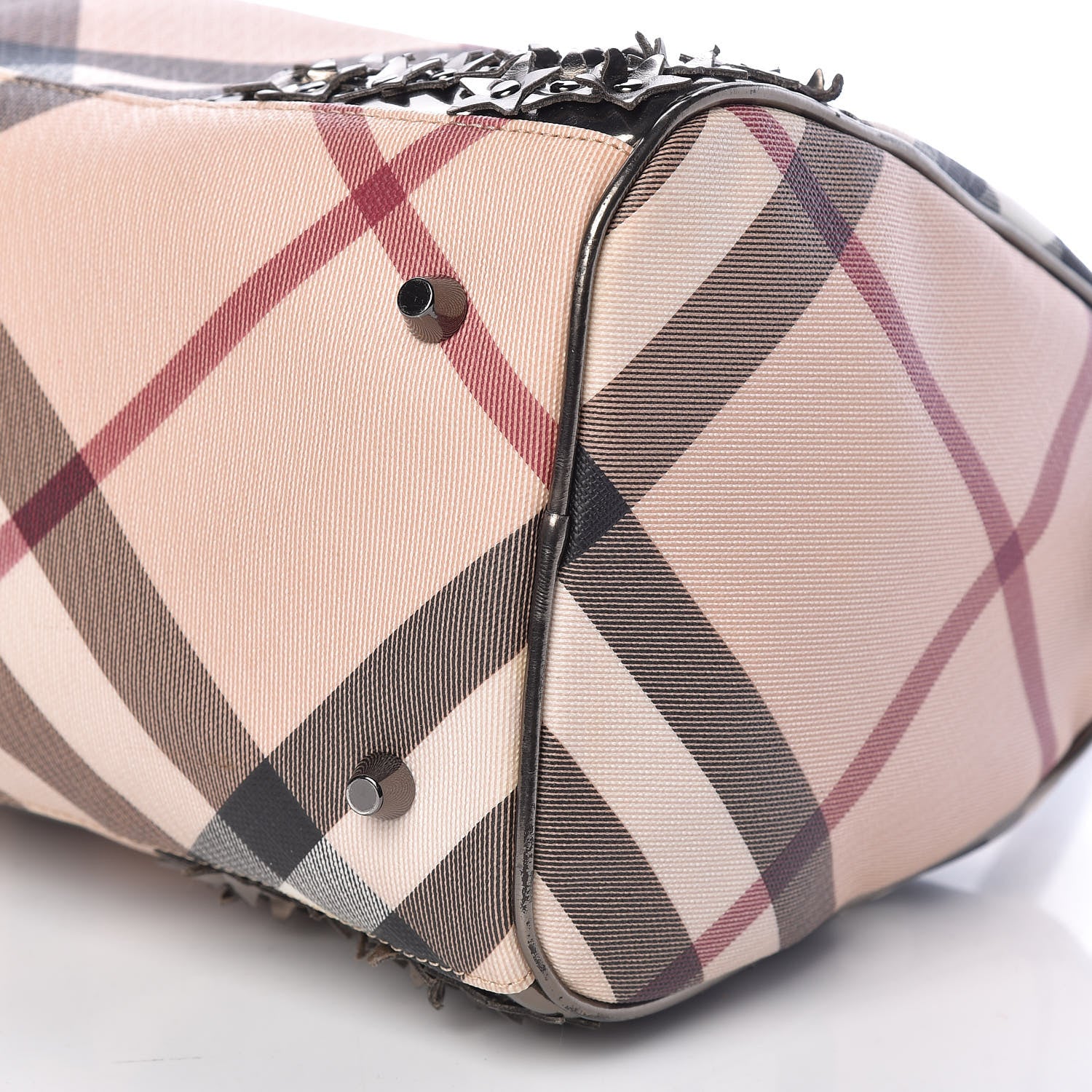 Burberry Patent Supernova Check Studded Stars Chester Bowling Bag Dark Nickel 10 of 10