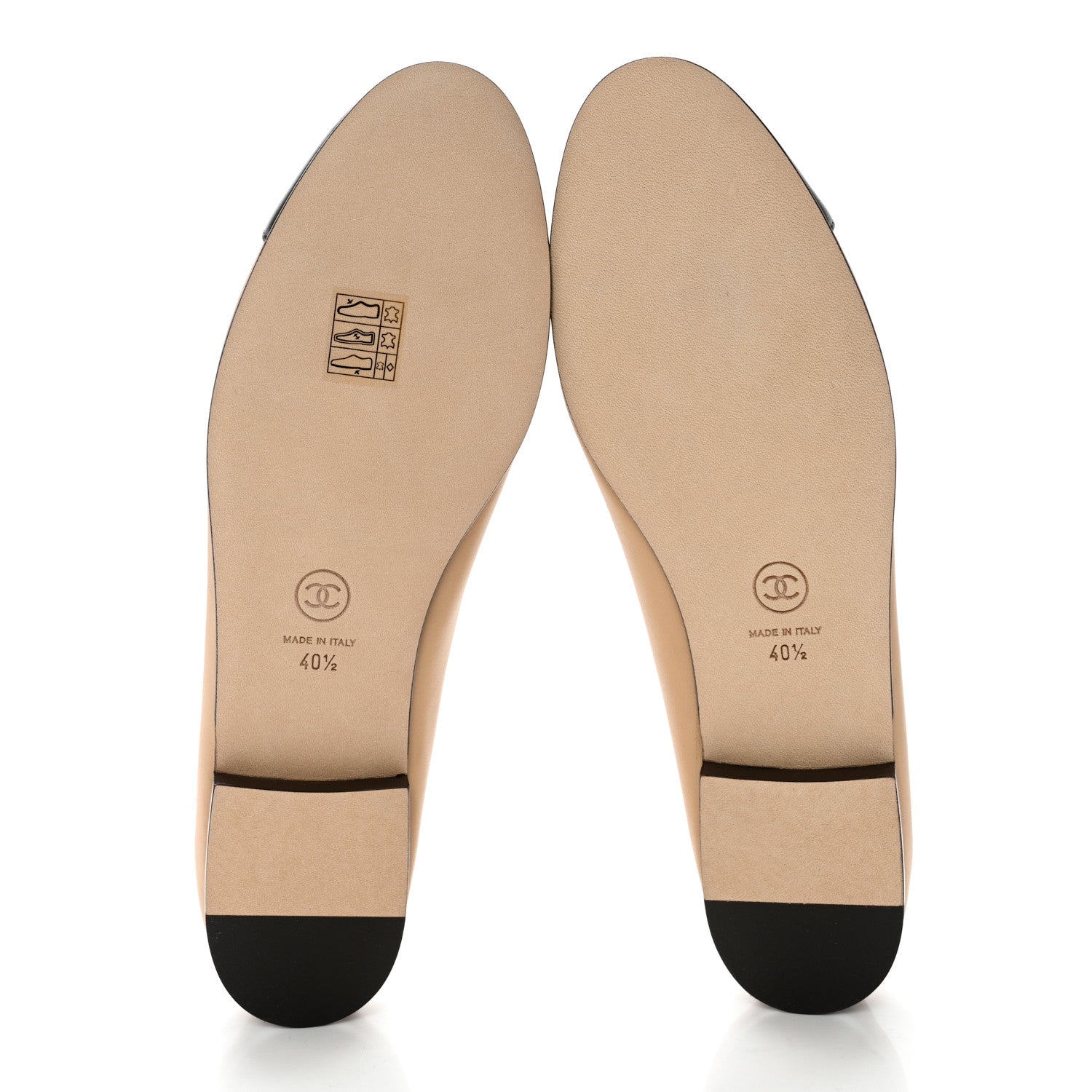 Chanel Lambskin Cap Toe CC Ballerina Flats 40.5 Beige Black 5 of 9