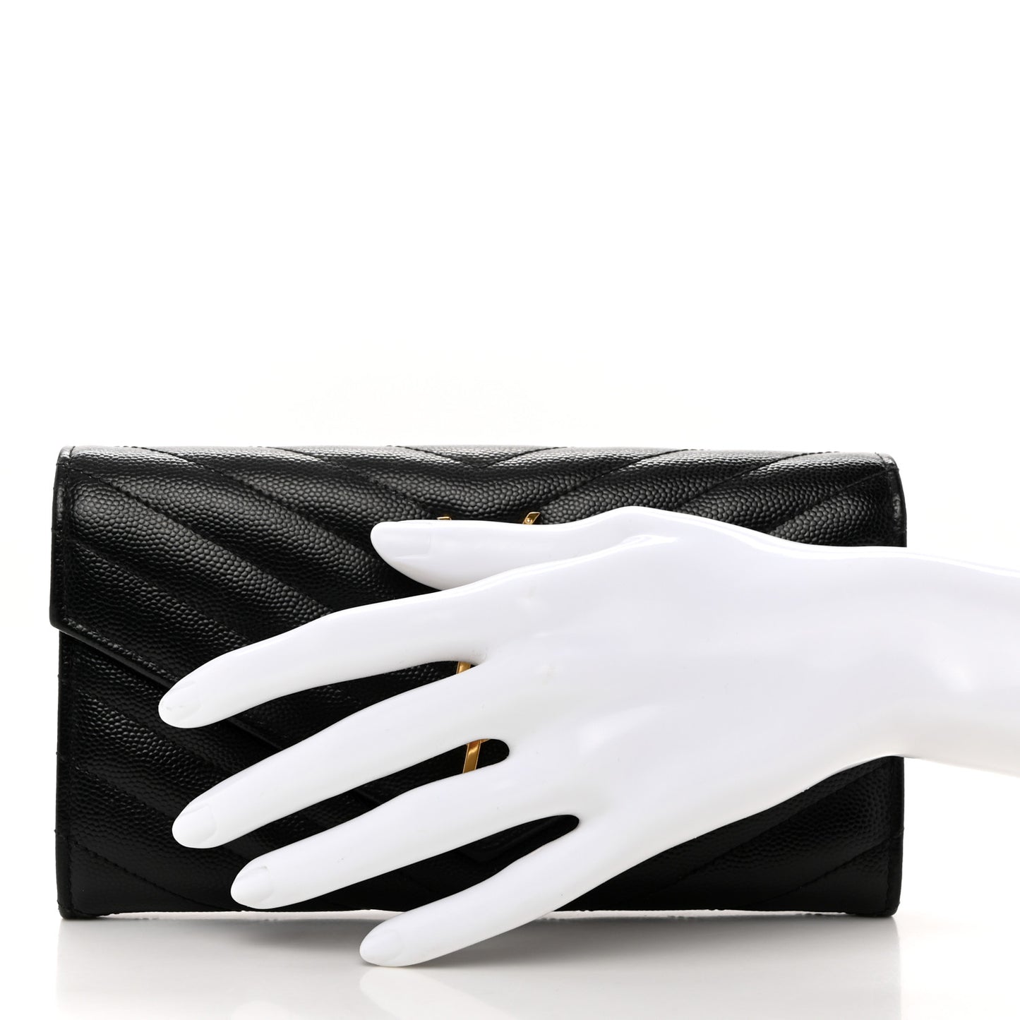 Grain De Poudre Matelasse Chevron Monogram Flap Wallet Black