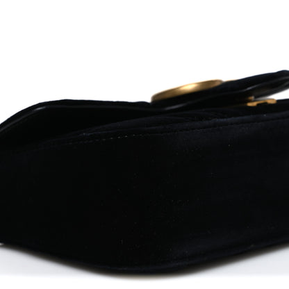 Gucci Velvet Matelasse Mini GG Marmont Shoulder Bag Black 75/30 Black 9 of 11