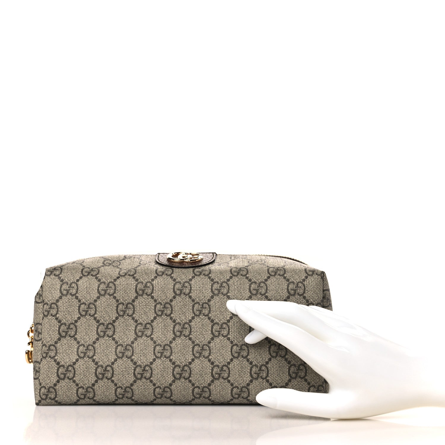 Gucci Soft GG Supreme Monogram Calfskin Large Ophidia Cosmetic Case Beige Ebony New Acero 2 of 9