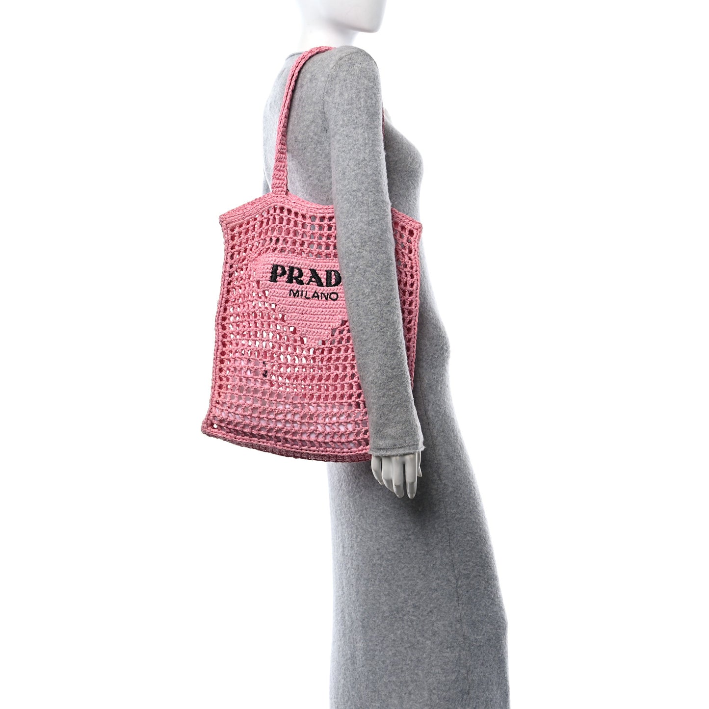 Yarn Raffia Effect Crochet Logo Embroidered Tote Bag Petalo