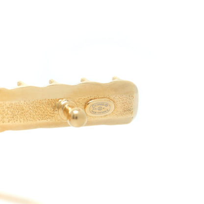 Chanel Pearl Crystal CC Hair Clip Barrette Gold Black Pearly White 5 of 6