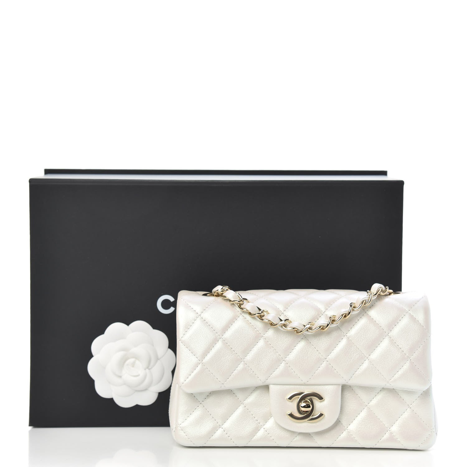 Chanel Iridescent Calfskin Quilted Mini Rectangular Flap White 11 of 11