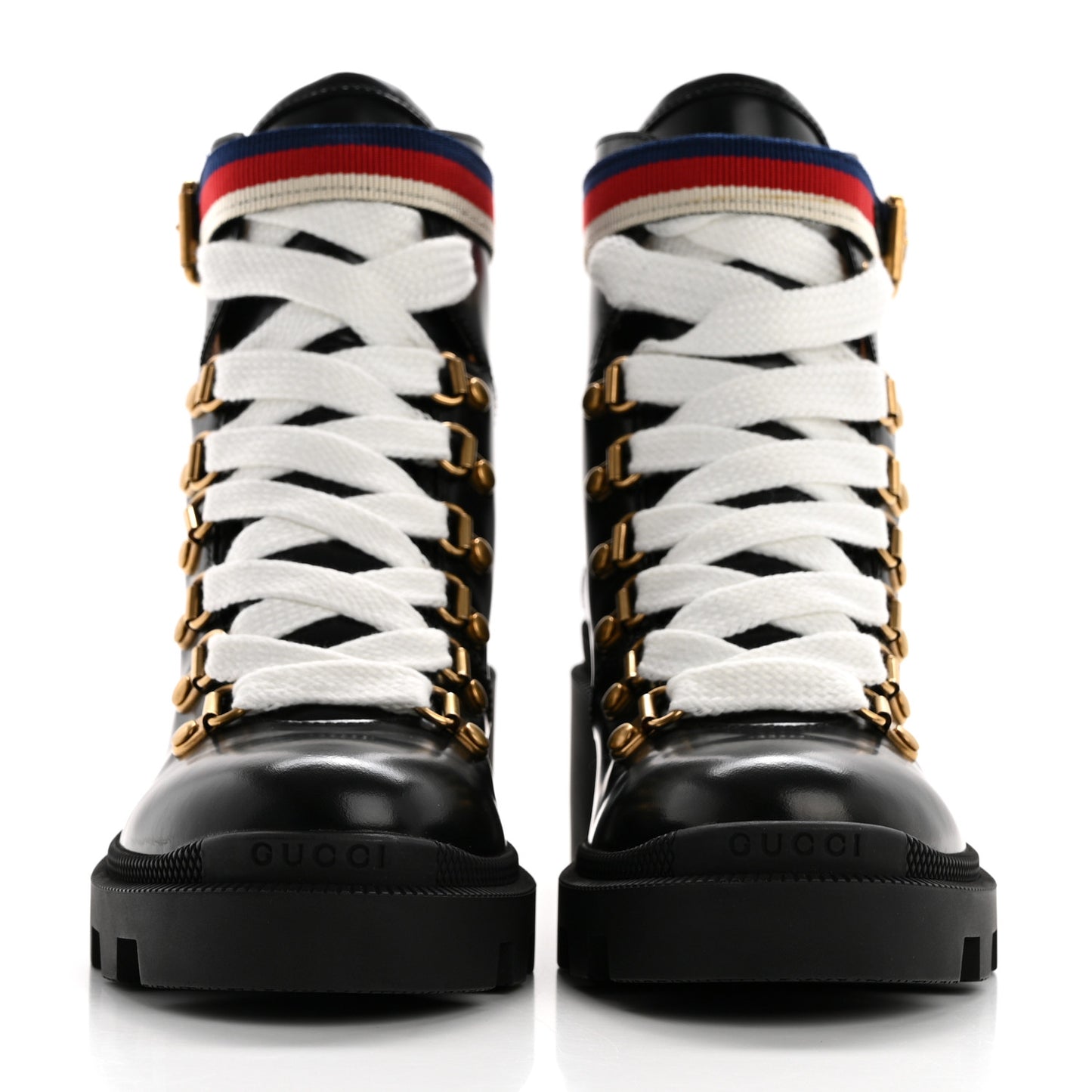 Calfskin Sylvie Web Womens Lace Up Combat Boots 35.5 Black