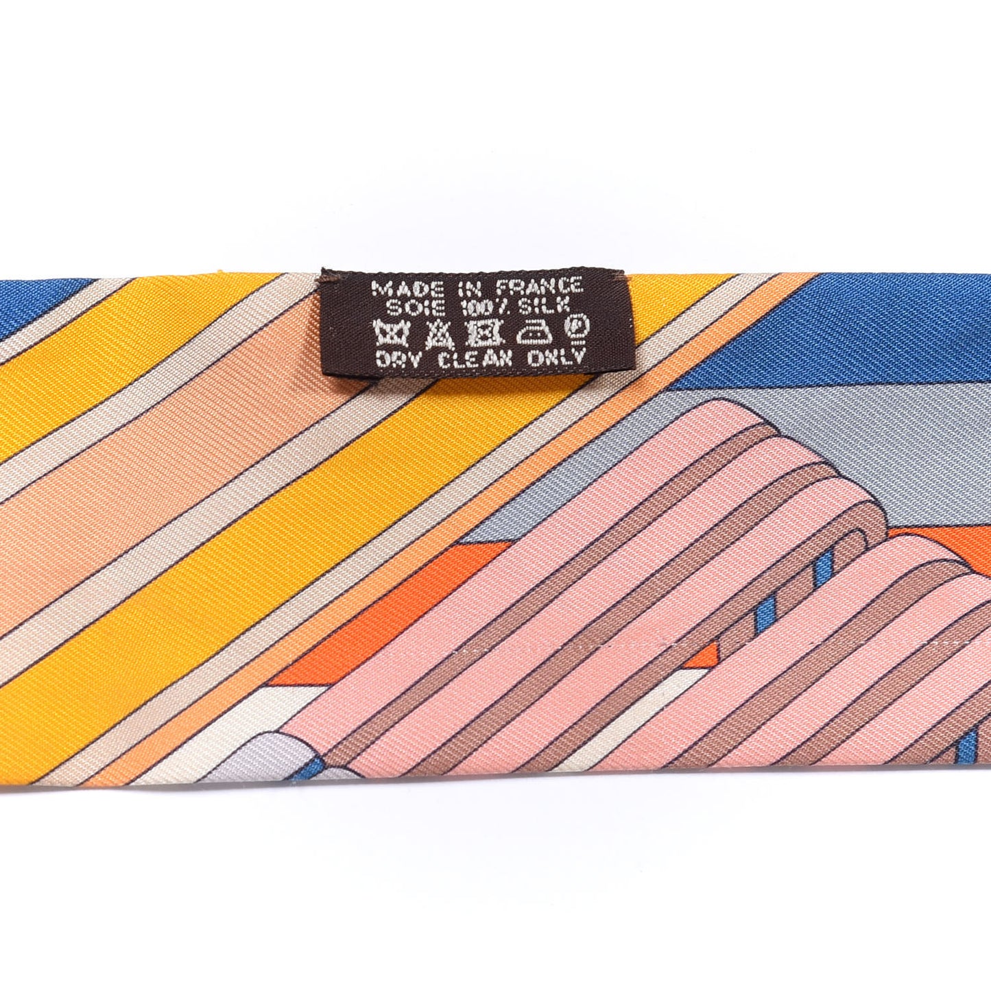 Silk Sangles En Zigzag Twilly Ivory Orange Bleu