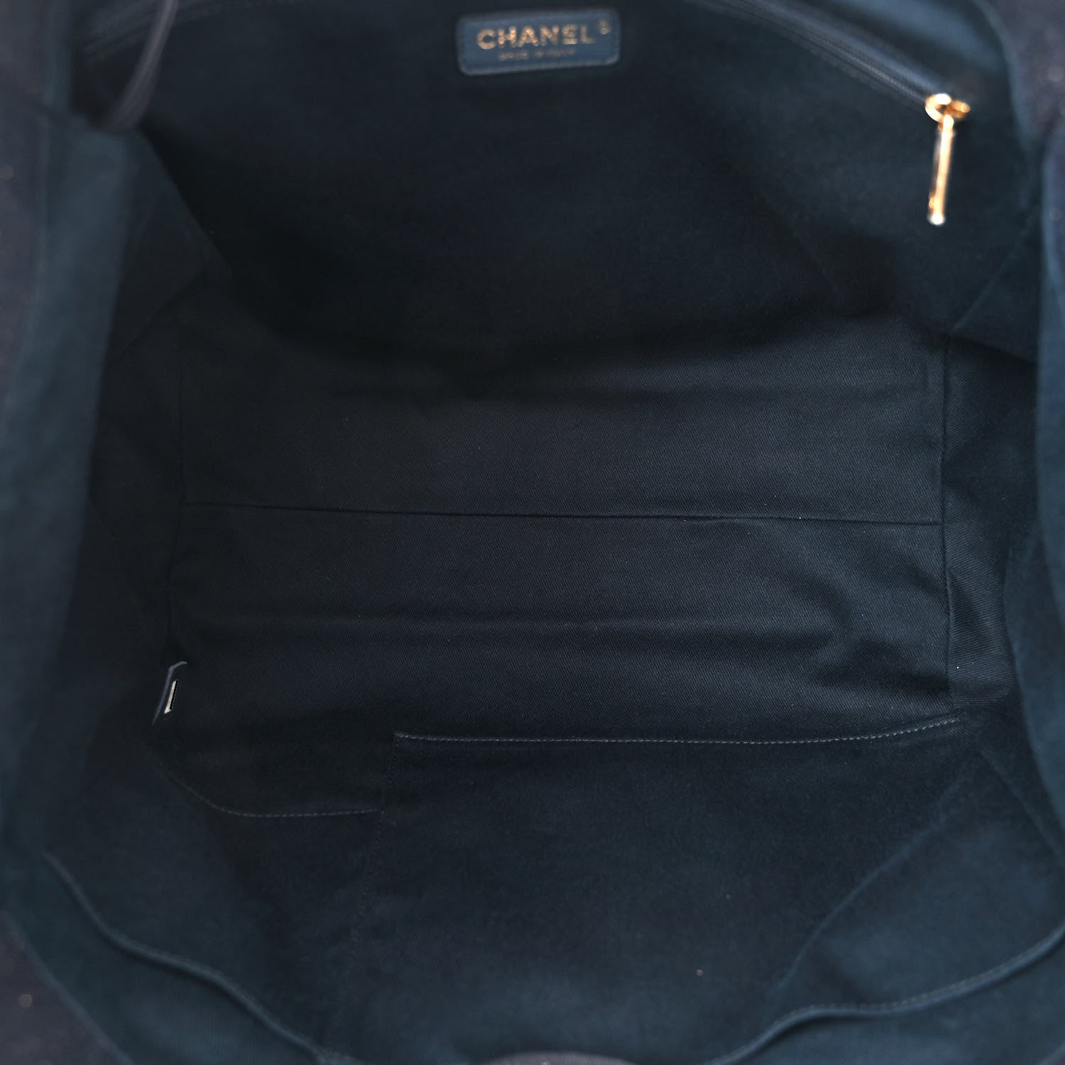 Chanel Lurex Canvas Medium Deauville Tote Navy Blue Gold 5 of 11