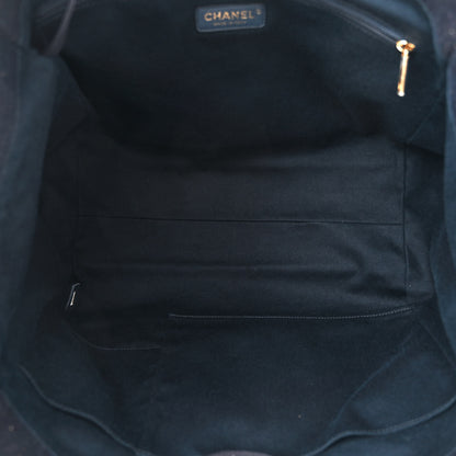 Chanel Lurex Canvas Medium Deauville Tote Navy Blue Gold 5 of 11