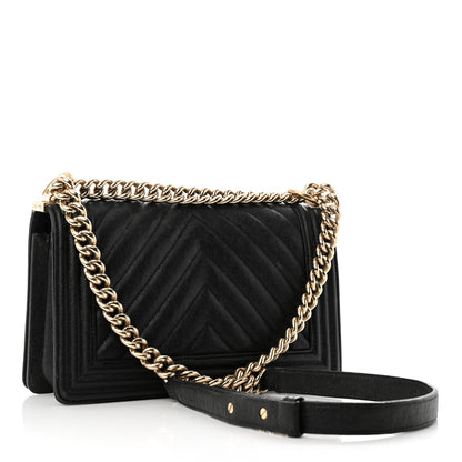Chanel Caviar Chevron Quilted Medium Boy Flap Black 3 of 11