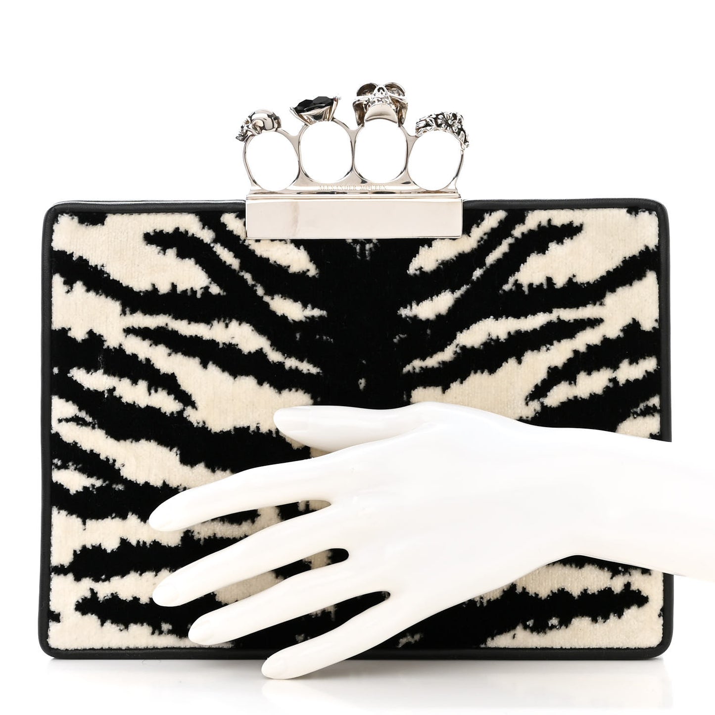 Calf Hair Zebra Print Knuckle Box Clutch