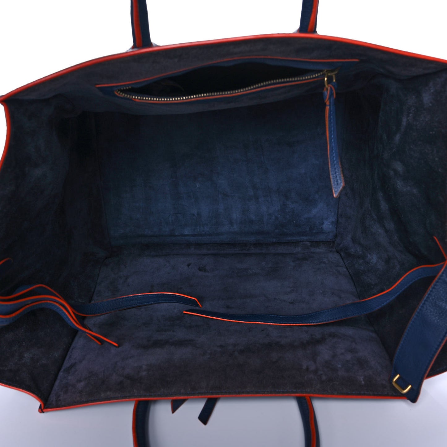Supple Calfskin Large Phantom Luggage Navy Blue Orange