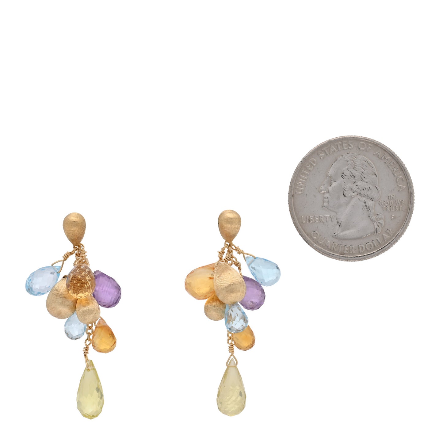 18K Yellow Gold Multi Gemstone Paradise Drop Earrings